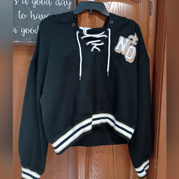 New Orleans Cropped NFL Hoodie Ladies Large - Picture 1 of 7